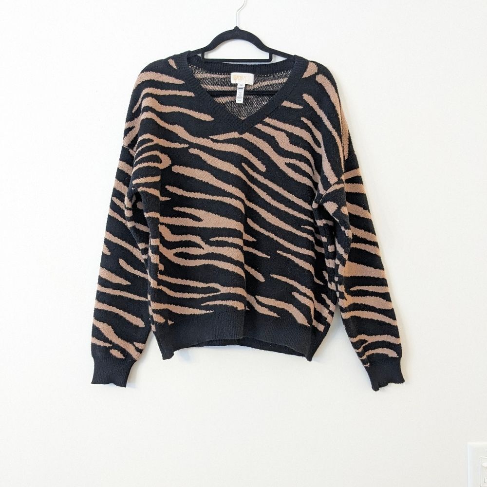 Beach Riot Joie Sweater Warm Taupe Zebra